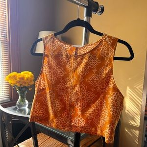 Printed mustard cropped tank